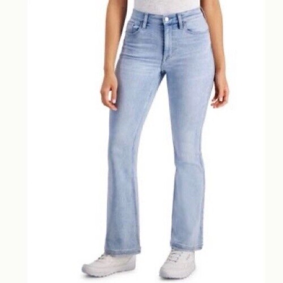 DKNY High Rise Flare Jeans Skyline Blue Stretch - Picture 5 of 9